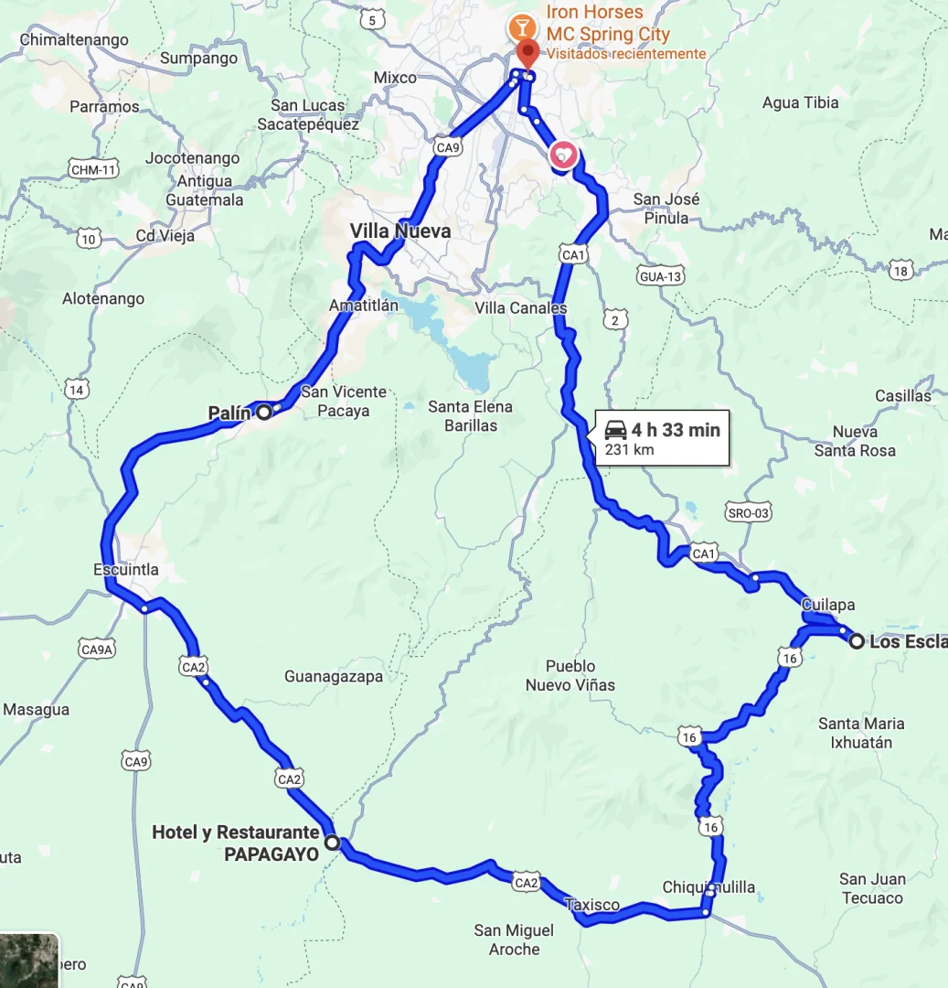 Ciudad GT - Los Esclavos - Chiquimulilla - Escuintla - La Antigua - Ciudad GT