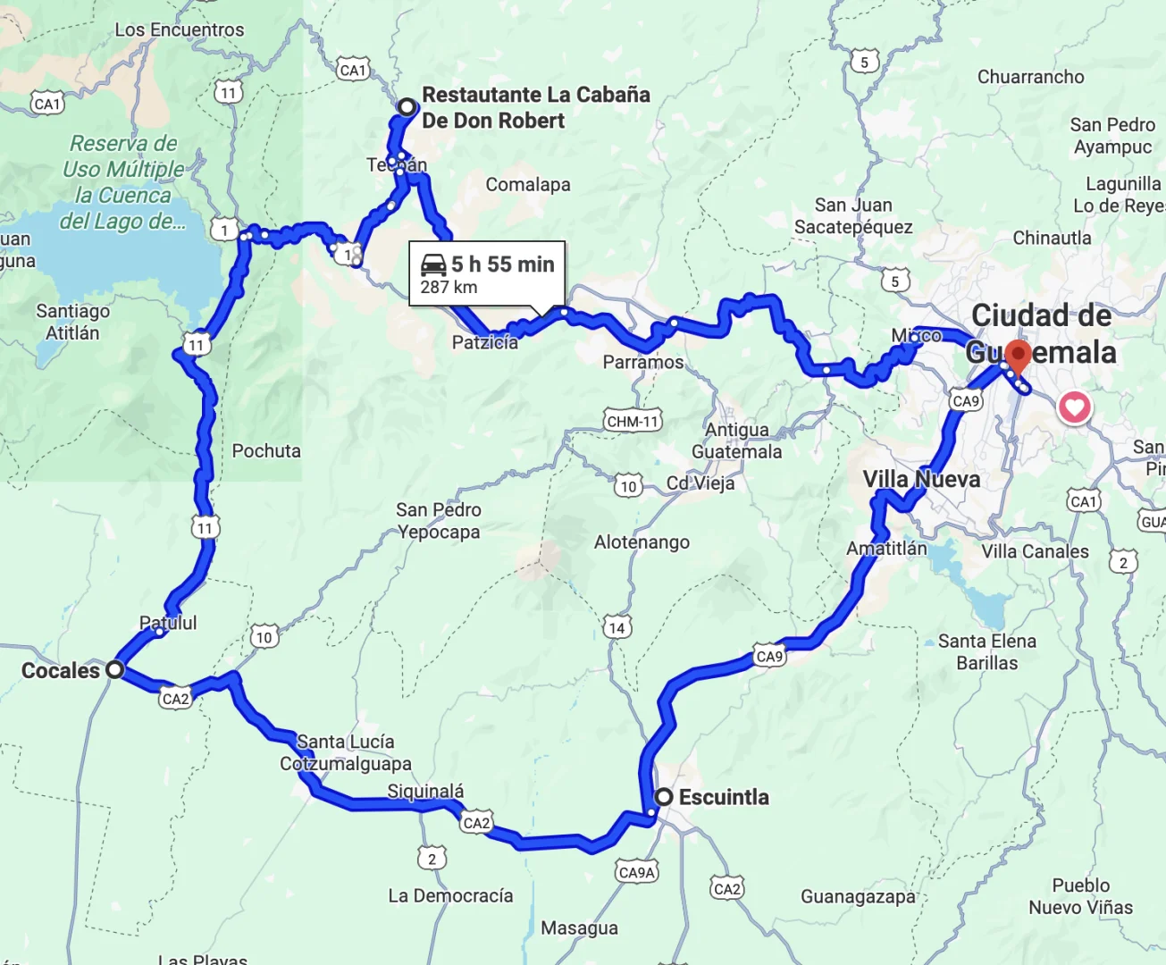 Ciudad GT - Tecpán - Cocales - Escuintla - Ciudad GT